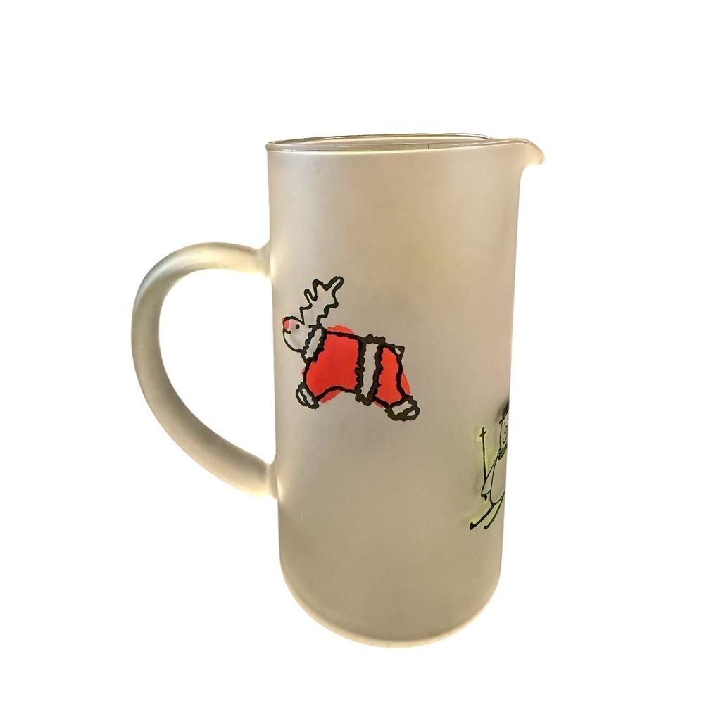 Vintage Dartington Designs Frosted Glass Christmas Holiday Pitcher France